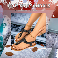 Sandales plates d'été pour femmes européennes et américaines, grandes tailles, légères, style Willow Nail, tongs de plage à pince d'orteil en caoutchouc, pour le commerce transfrontalier