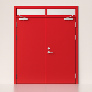 תעשייתי כפול אדום דלת אש מניעת אש בנייה פלדה מגולוון עבור קניון בית החולים - Product Image 1