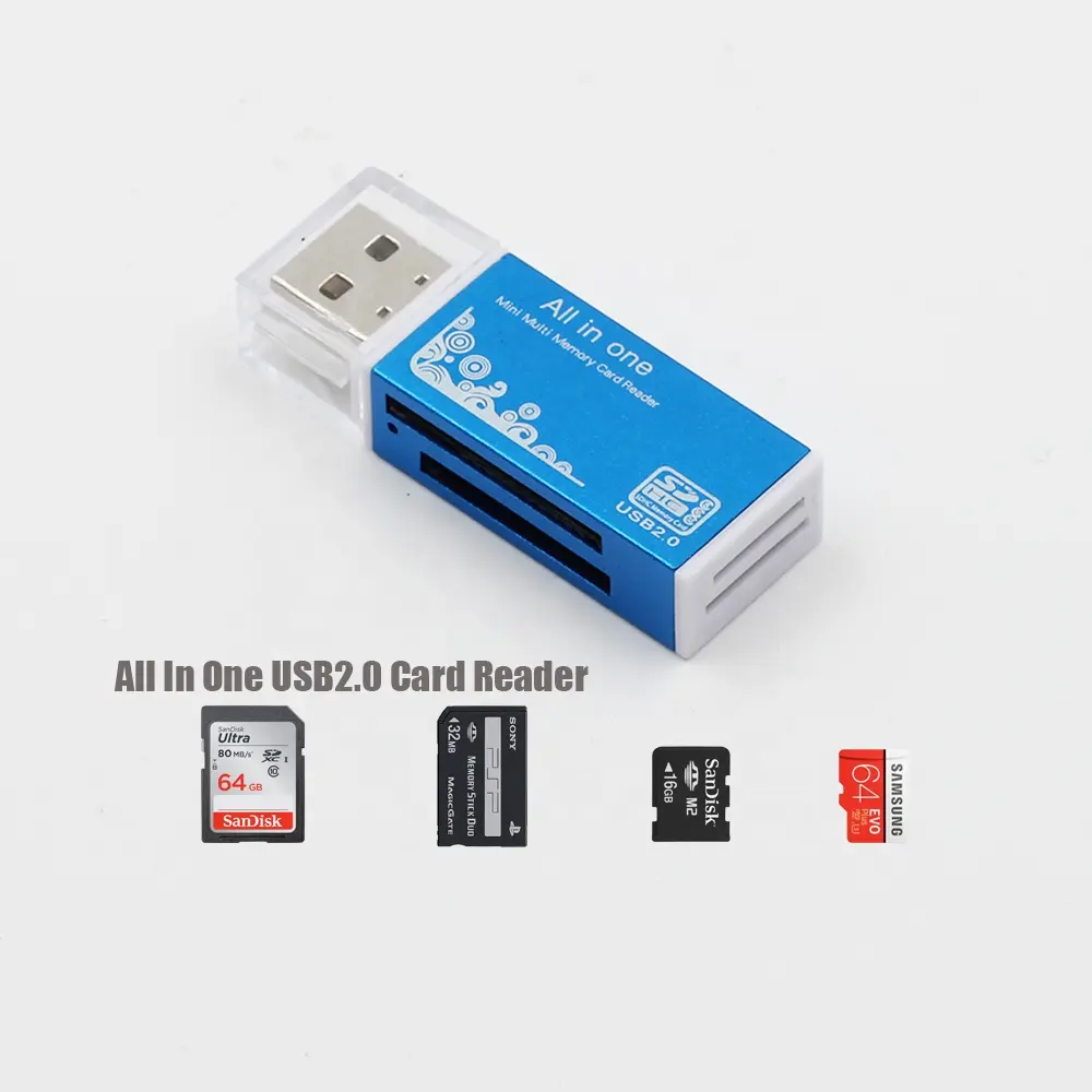 Ceamere CR42 올인원 USB 2.0 마이크로 TF SD MS MMC 플래시 메모리 카드 리더 알루미늄 합금 스마트 카드 리더