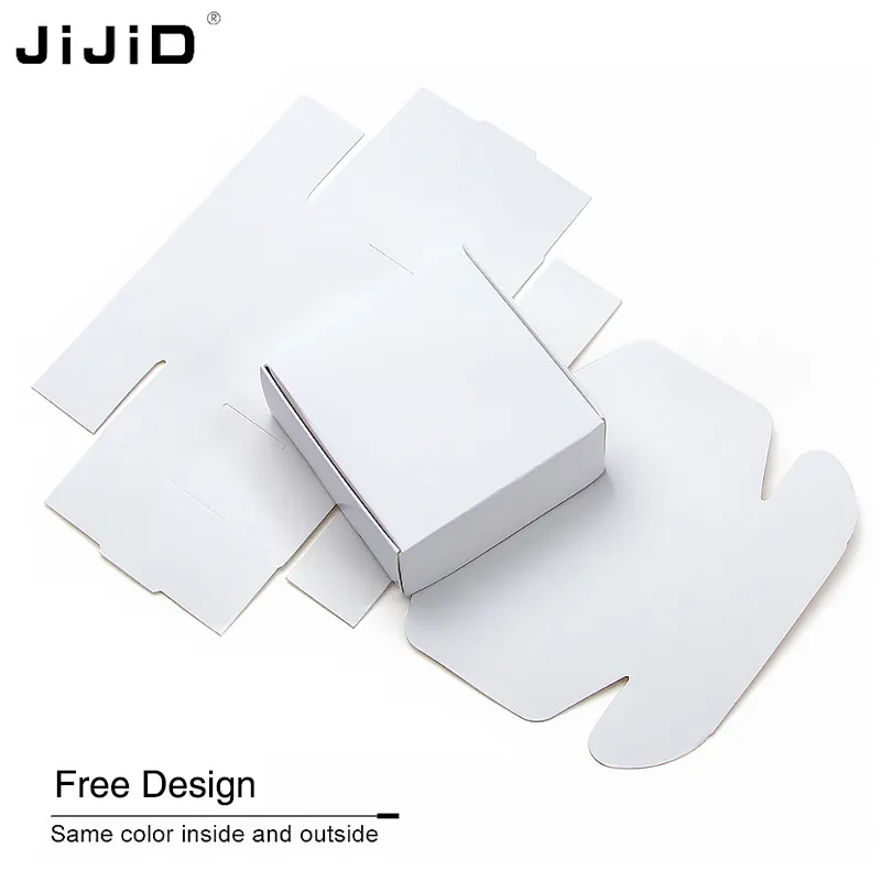 JiJiD бесплатный образец с логотипом на заказ, белые маленькие коробки для доставки, косметическая Гофрированная упаковка, почтовая коробка, маленькие коробки для доставки
