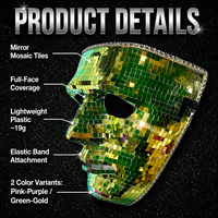 Masque de fête disco mosaïque effet miroir pour Halloween, accessoire de costume de bal masqué, lumineux dans le noir, fournitures de fête pour festival, vente en gros