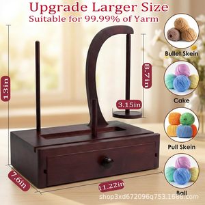 Wooden yarn <b>turntable</b> with magnetic rotation mechanism, large storage space, suitable for crochet enthusiasts and as a gift. - Product Image 4