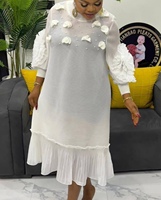 Nouvelles Robes Longues Décontractées et Élégantes d'Été 2026 de Haute Qualité, Respirantes, à Col Rond, Couleur Unie, Ornées de Fleurs et de Perles, Coupe Ample pour Femmes