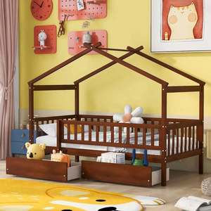 Letto Montessori per Bambini <span class=keywords><strong>a</strong></span> Una Piazza e Mezza con <span class=keywords><strong>Due</strong></span> Cassetti, Struttura in Legno di Pino Massiccio, Moderno, Pieghevole, con Contenitore, Colori Personalizzabili - Product Image 6