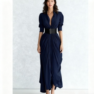 Vestidos Camiseros Elegantes con Cuello y Botones para Mujer, Nuevo Estilo con Cinturón, a la Moda - Product Image 3