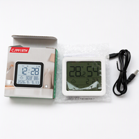 Jam Alarm Digital Meja Isi Ulang Bentuk Kotak dengan Termometer-Higrometer, Tampilan Kalender, dan Lampu Latar Elektronik untuk Rumah dan Kantor