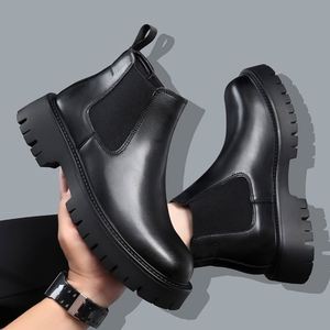 Bottes d'hiver grande taille 38-48 en cuir de vachette de qualité, bottines Chelsea classiques, élégantes chaussures habillées pour hommes - Product Image 2