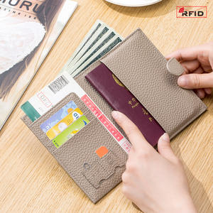 Porte-passeport en cuir véritable de qualité supérieure couverture Rfid voyage portefeuille cartes protecteur avec fente pour <span class=keywords><strong>carte</strong></span> SIM SD sac à fermeture éclair - Product Image 4