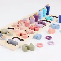 Brinquedos de madeira montessori, brinquedos de madeira para reconhecimento de formas geométricas, itens de auxílio para aprendizagem de bebês