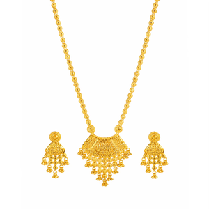 Ensemble d'accessoires de mode plaqué or avec collier pendentif et boucles d'oreilles pendantes assorties, ensemble traditionnel pour femmes - Product Image 1