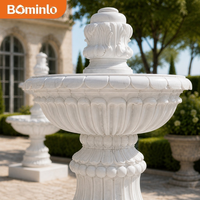 Fontaine Monumentale en Marbre Blanc Sculptée en Forme de Cheval, Fontaine d'Extérieur à 4 Niveaux pour Jardin, Taille Personnalisée pour Villa de Luxe, Hôtel, Place Publique