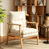 Fauteuil individuel vintage en bois massif, chaise simple rembourrée minimaliste pour salon, balcon, bureau