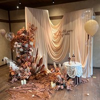 Voilage blanc laiteux en soie de lait pour draperie de mariage, tissu de fond, arrangement de scène de mariage, décoration de scène de fête d'anniversaire