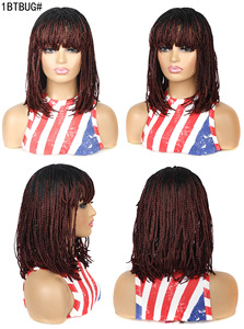 Bán Buôn Thời Trang Châu Phi Phụ Nữ Kết Hợp Màu Sắc Bob Ngắn Sợi Hóa Chất <span class=keywords><strong>Dreadlocks</strong></span> Sợi Hóa Chất Tổng Hợp Bện Tóc Tóc Giả Với Bang - Product Image 3
