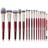 Set de 2 pinceaux cosmétiques pour le contour du visage, poudre et blushing, poils synthétiques de haute qualité, tube d'or, pinceau de mise en évidence de marque privée