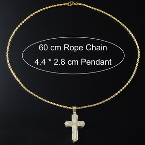 New Simple Popular Design Alloy Gold Plated <b>Cross</b> Pendant Necklace Hiphop Stainless Steel <b>Chain</b> Men's Necklaces Fashion Jewelry - Product Image 4