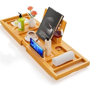 <span class=keywords><strong>Plateau</strong></span> extensible de <span class=keywords><strong>baignoire</strong></span> en bois de <span class=keywords><strong>bambou</strong></span> extensible de luxe <span class=keywords><strong>plateau</strong></span> de bain pliable avec porte-livre et fente pour verre à vin - Product Image 2