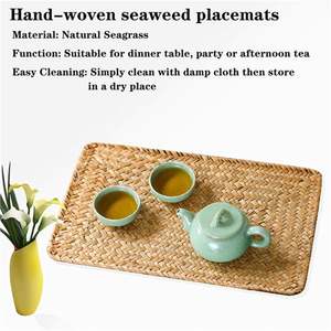 Водяная гиацинтовая плетеная подставка под столик, стойкие к пятнам, подставка под чашку с держателем, кокосовый Настольный коврик, ротанговая зарядная тарелка - Product Image 6