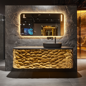 <span class=keywords><strong>Mobile</strong></span> da Bagno <span class=keywords><strong>Angolare</strong></span> di Lusso Personalizzato Oro con <span class=keywords><strong>Lavabo</strong></span> Stile Royal e Minimalista - Product Image 5