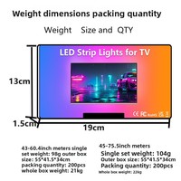 Bande LED d'ambiance TV 24G pour application musicale, éclairage d'ambiance TV USB coloré pour e-sport, 30 LED dimmables, stock transfrontalier disponible