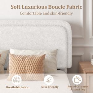Онлайн-бестселлер: Мягкая роскошная кровать с обивкой из ткани букле для дома, доставка за 3 дня - Product Image 4