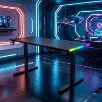 Escritorio Eléctrico para Juegos de Alta Resistencia, Mesa de Computadora Ajustable de Fibra de Carbono, Estación de Trabajo de Pie de 140 cm de Ancho