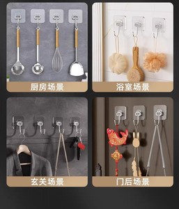 Non Marking <b>Hook</b>, No Punching, Adhesive <b>Hook</b>, Bathroom Kitchen, Strong Adhesive, Transparent <b>Plastic</b> <b>Hook</b>, Strong Adhesive - Product Image 5