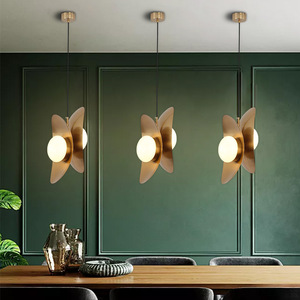 Hot bán giảm giá ưa thích treo đèn trần Vàng sắt thủy tinh màu trắng hiện đại ánh sáng mặt dây chuyền cho bàn ăn phòng ngủ - Product Image 3