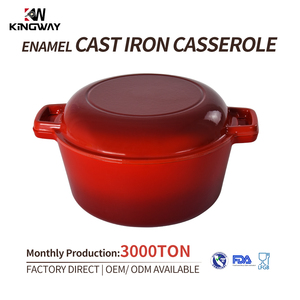 Horno Holandés <span class=keywords><strong>esmaltado</strong></span>, parrilla de <span class=keywords><strong>hierro</strong></span> <span class=keywords><strong>fundido</strong></span> 2 en 1, prémium, con sartén - Product Image 1