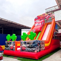 Perosotan Taman Air Tiup Komersial dengan Kolam PVC, Perosotan Basah dan Kering Raksasa untuk Anak-anak dan Dewasa, Peralatan Luar Ruangan