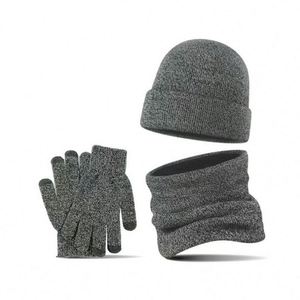 3Pcs <b>Beanies</b> Hat Glove Scarf Sets Unisex Knitted Cap <b>Beanie</b> Bulk Winter Gloves <b>Fleece</b> Neck Warmer Promotional Gift - Product Image 4