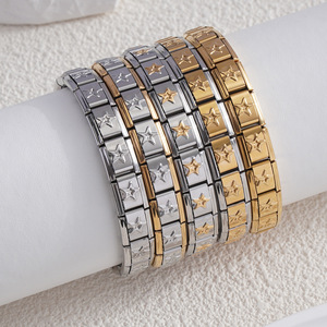 Stainless Steel Modular Bracelet Star Pattern Elastic Unisex Jewelry - Product Image 1