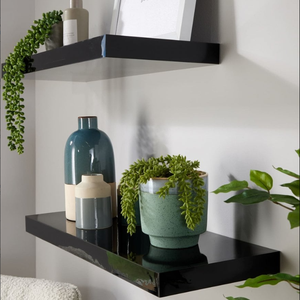 Home Source Meubles de salon <span class=keywords><strong>Nuage</strong></span> Paire d'étagères murales flottantes blanches avec finition papier 80cm - Product Image 6