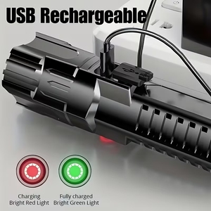 Lampe de poche d'urgence XINSITE IP65 étanche à l'eau et à la poussière 2000 lumens 800-900M faisceau réglable batterie rechargeable - Product Image 5