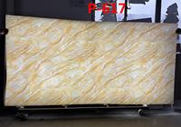 Grande dalle de marbre artificiel translucide jaune, aspect onyx, polie, rétroéclairée, design moderne, sur mesure, vente en gros