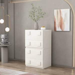 Home Modern Farmhouse Combinable Stackable <b>White</b> Wooden Bedroom Nightstand Sofa <b>Side</b> Storage Cabinet Living Room - Product Image 6
