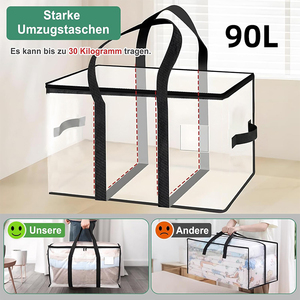 Bolsas <span class=keywords><strong>de</strong></span> Mudanza Transparentes Extra Grandes y Resistentes con Cierre y Asas Reforzadas para Almacenamiento y Mudanza - Product Image 3