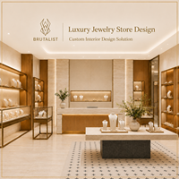 Vitrine de présentation de bijoux en bois naturel minimaliste avec éclairage LED, vitrine de vente au détail personnalisée pour la décoration intérieure de bijouterie de luxe