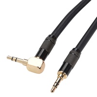 Câble audio stéréo TRS 3,5 mm à angle droit 90 degrés, cordon auxiliaire plaqué or, prise casque noire