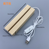 Luz de noche LED 3D rectangular de madera de 15CM, lámpara de tablero de mensajes de acrílico transparente para DIY, Base de madera creativa para aplicación de dormitorio