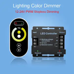 Kablosuz PWM dokunmatik kontrol aydınlatma sönük sıcak soğuk beyaz renk sıcaklığı Dimmer 12V 24V çift renkli LED şerit lambası