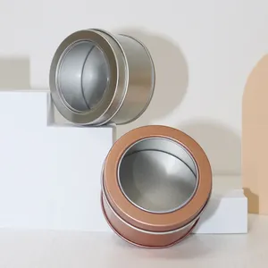 custom printed designer small round tin can jewelry tin box with window