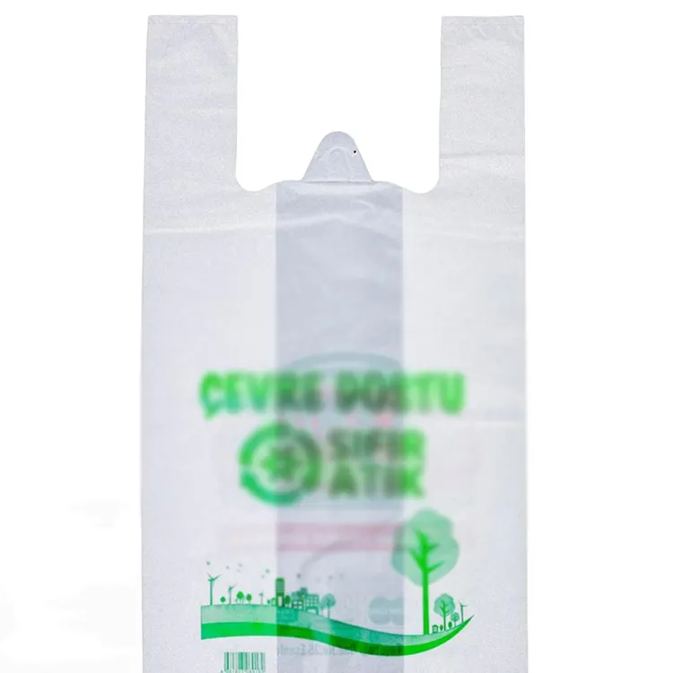 D2W बायो डिग्रेडेबल शॉपिंग बैग कस्टम लोगो प्लास्टिक टी शर्ट बैग