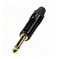 Prise jack mono TS 6,35 mm personnalisée plaquée or avec boîtier noir pour amplificateur de guitare, câble d'instrument, assemblage studio SINGO