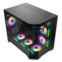 Gabinete de PC de Nuevo Diseño al por Mayor con 3 Lados de Vidrio Templado y Ventilador RGB para Gamer, Torre de Computadora con Enfriador Líquido de CPU de 360mm, Caja Micro ATX