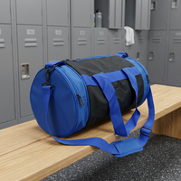 Sac de sport cylindrique bleu avec double sangle et fermeture à glissière