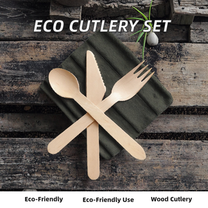 Ensemble de couverts jetables biodégradables en bois Greenwood de 16 cm avec cuillère, fourchette et couteau - Style simple pour les fêtes - ZF Global Export - Product Image 2