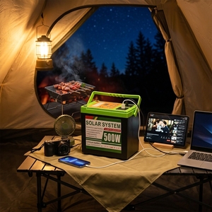 Station d'alimentation portable <span class=keywords><strong>solaire</strong></span> à batterie lithium-ion <span class=keywords><strong>pour</strong></span> camping en plein air, <span class=keywords><strong>pour</strong></span> moniteur, ventilateur, téléphone, mini-réfrigérateur - Product Image 2