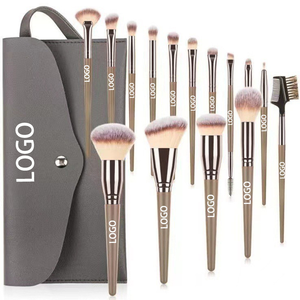 Ensemble de pinceaux de <span class=keywords><strong>maquillage</strong></span> vegan personnalisé portable de 15 pièces avec sac, poils super doux, faibles commandes minimales pour le visage et les yeux - Product Image 1