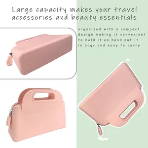 Handbag Medium Size Waterproof Portable Silicone Cosmetic Bag Minimalist Classic Zipper Handbag For Lady